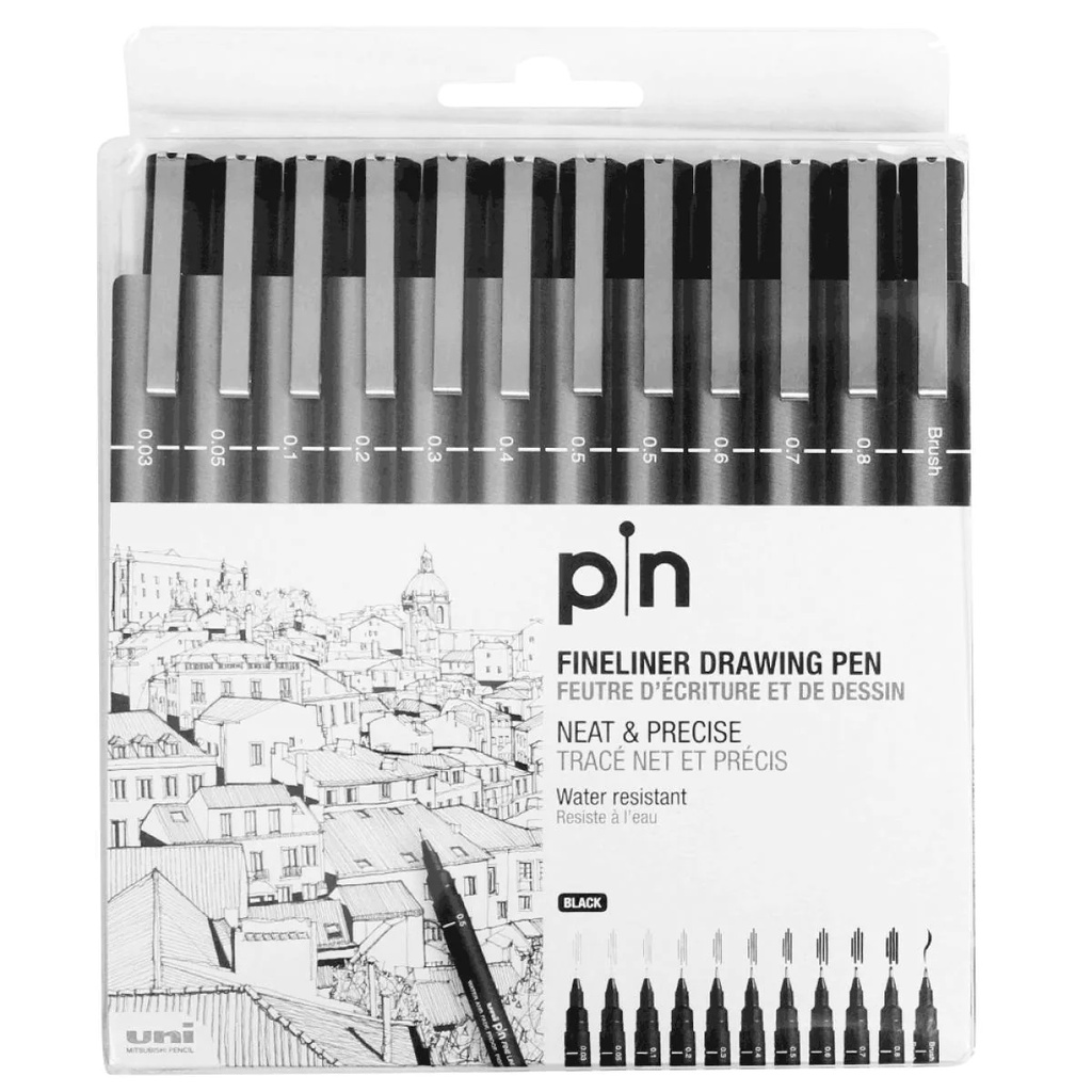 Uni Pin Fine Liner PAC=12ea BK