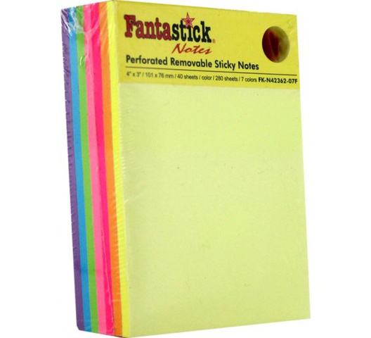 Stick Notes 3x4&quot; 7col. Fluor.