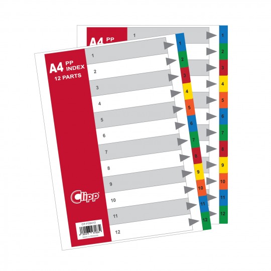 Plastic Col Divider A4 1-12. Bx=25st