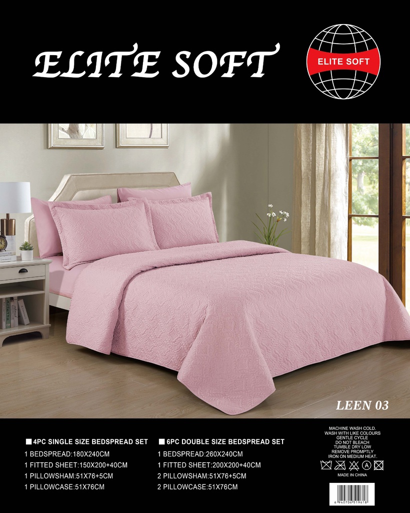 ELITE SOFT BEDSPREAD 4PC SINGLE SIZE BEDSPREAD SET