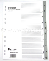 [AS-F29410] Plastic Divider A4 1-10 Bx=25Atlas