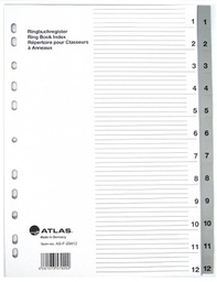 [AS-F29412] Plastic Divider A4 1-12 Bx=25Atlas